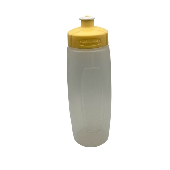 Rubbermaid 20 oz Water Bottle Drink Container Yellow White Push-Pull Lid 7F74 - Picture 1 of 4